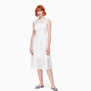 Kate Spade White Eyelet Midi Dress Bridal Formal Wedding